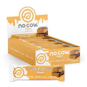 No Cow High Protein Bars, Chocolate Peanut Butter Cup - Healthy Snacks, 20G Vegan Protein, High Fiber, Low Sugar, Keto Friendly, Dairy & Gluten Free (12 Count)