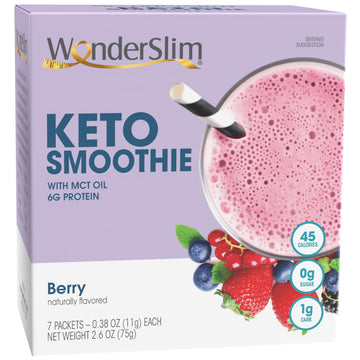 WonderSlim Keto Smoothie with C8 MCT Oil, Berry, Low Carb, No Sugar, Gluten Free (7ct)