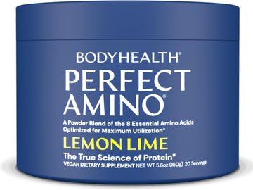 Bodyhealth Perfectamino Powder - Bcaa And Eaa Powder For Pre And Post Workout - Vegan Amino Acid Energy Drink Powder For Men And Women To Support Lean Muscle And Recovery - Lemon Lime - 20 Servings