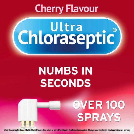 Ultra Chloraseptic Anaesthetic Throat Spray, Cherry Flavour, Fast Acting Relief For Sore Throat Pain, 15 Ml (Pack Of 1)