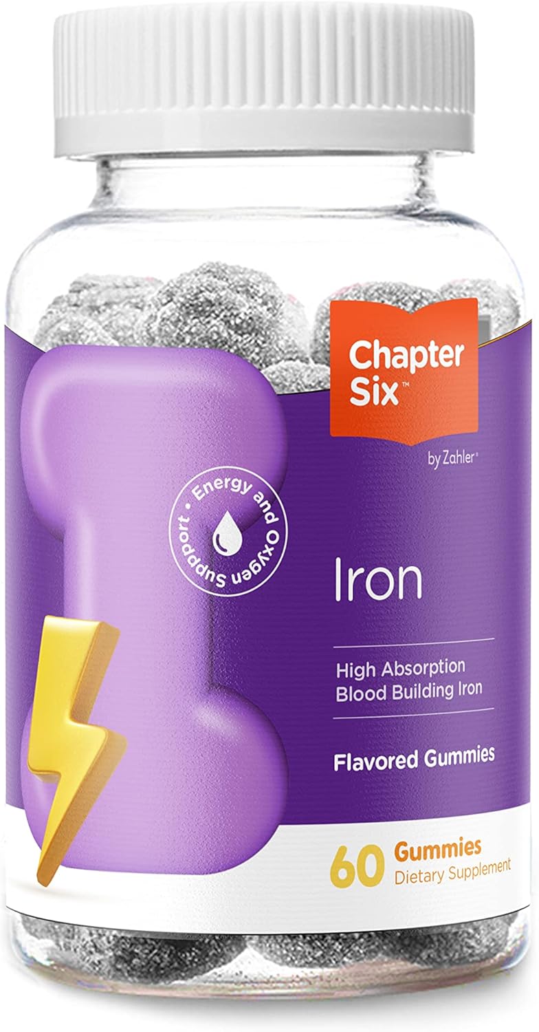 Chapter Six Iron Gummies, Iron Gummies Supplement With Vitamin C, Iron For Adults 10Mg, Kosher, 60 Flavored Gummies (10Mg)