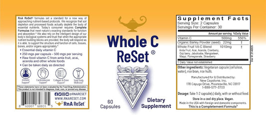 Rna Reset Whole C Reset – Vita-C Fruit Blend With Bioflavonoids & Polyphenols, Organic Vitamin C Complex, Immune Support (60 Capsules)