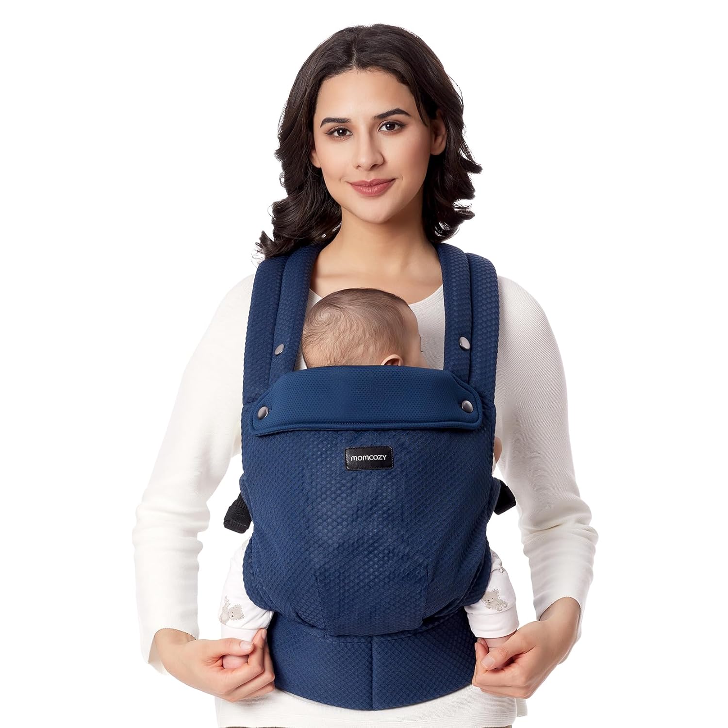 Momcozy Breathable Mesh Baby Carrier, Ergonomic And Lightweight Infant Carrier For 7-44Lbs With Enhanced Lumbar Support, All Day Comfort For Hands-Free Parenting, Air Mesh-Blue