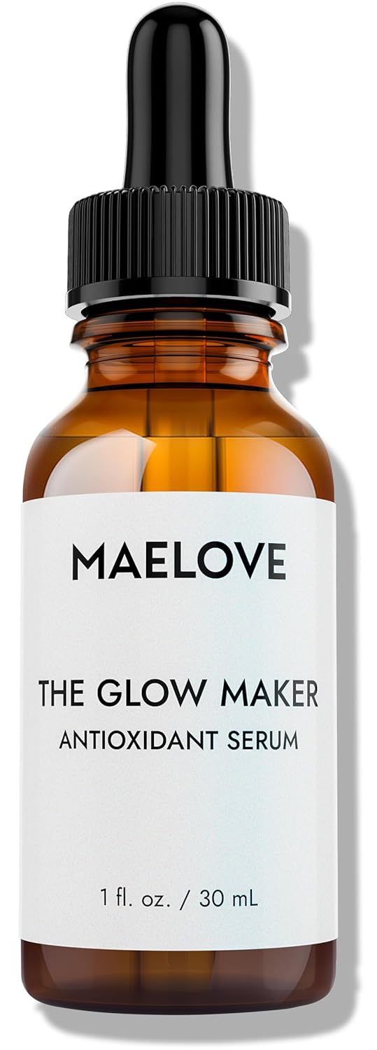 Maelove Glow Maker Vitamin C Serum With Vitamin E, Ferulic Acid & Hyaluronic Acid, Award-Winning Brightening And Hydrating Facial Serum, Unscented, 1.0 Fl Oz