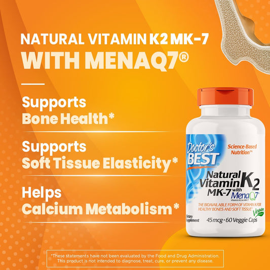 Doctor'S Best Natural Vitamin K2 Mk-7 With Menaq7 White No Avor, 60 Count