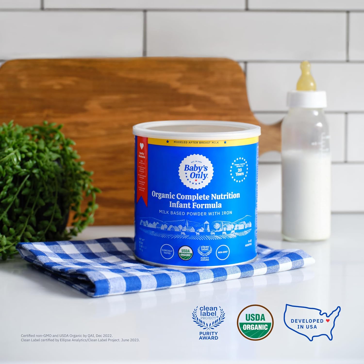 Baby's Only Organic Complete Nutrition Infant Formula, Milk Based Powder with Iron, Modeled After Breast Milk, Newborn to 12 Months Old, 21 oz, 1 Pack : Baby