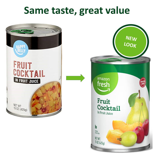 Amazon Fresh, Fruit Cocktail In Fruit Juice, 15 Oz (Previously Happy Belly, Packaging May Vary)