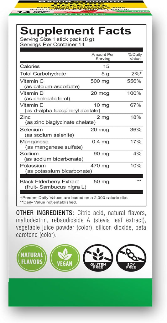 Mason Natural Immune Defense with Electrolytes, Elderberry, Selenium a