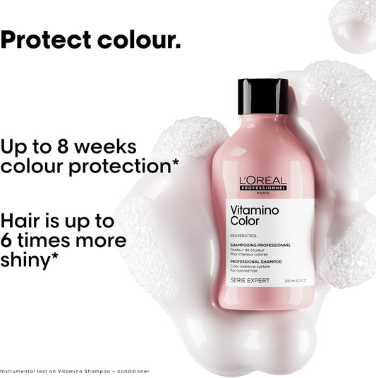 L’Oréal Professionnel Vitamino Color Shampoo & Conditioner Colour Protection And Shinier Hair For Coloured Hair Stronger Hair 300Ml, 200Ml