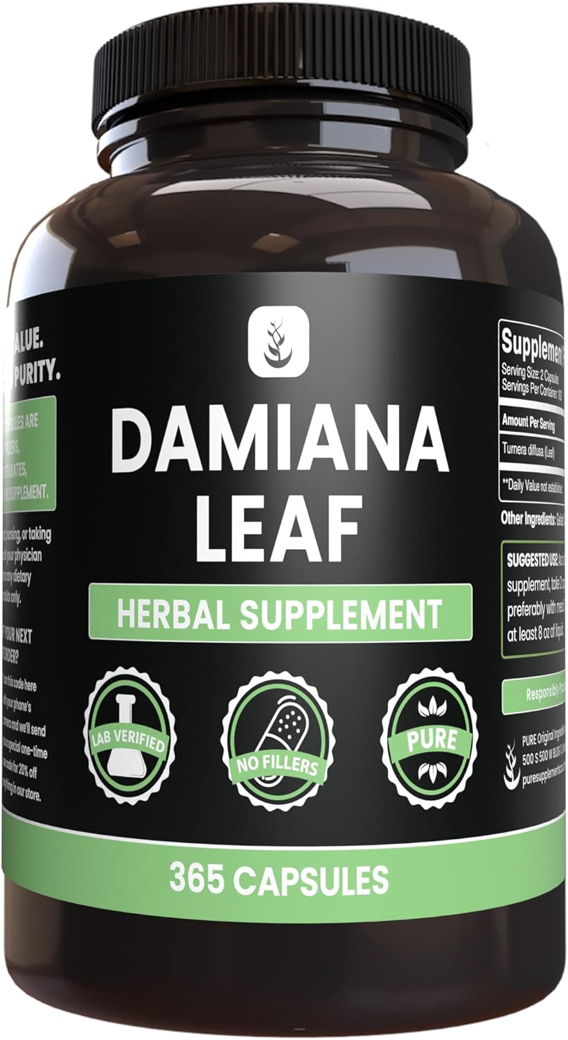 Pure Original Ingredients Damiana Leaf (365 Capsules) No Magnesium Or Rice Fillers, Always Pure, Lab Verified
