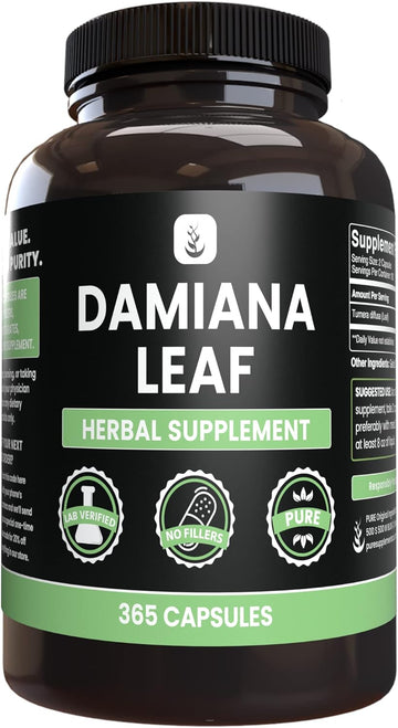 Pure Original Ingredients Damiana Leaf (365 Capsules) No Magnesium Or Rice Fillers, Always Pure, Lab Verified