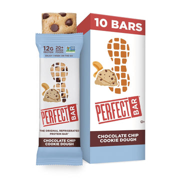 Perfect Bar, Chocolate Chip Cookie Dough Protein Bar, Gluten Free, Soy Free, Non Gmo, No Sugar Alcohols, 2.2 Ounce Bar, 10 Count