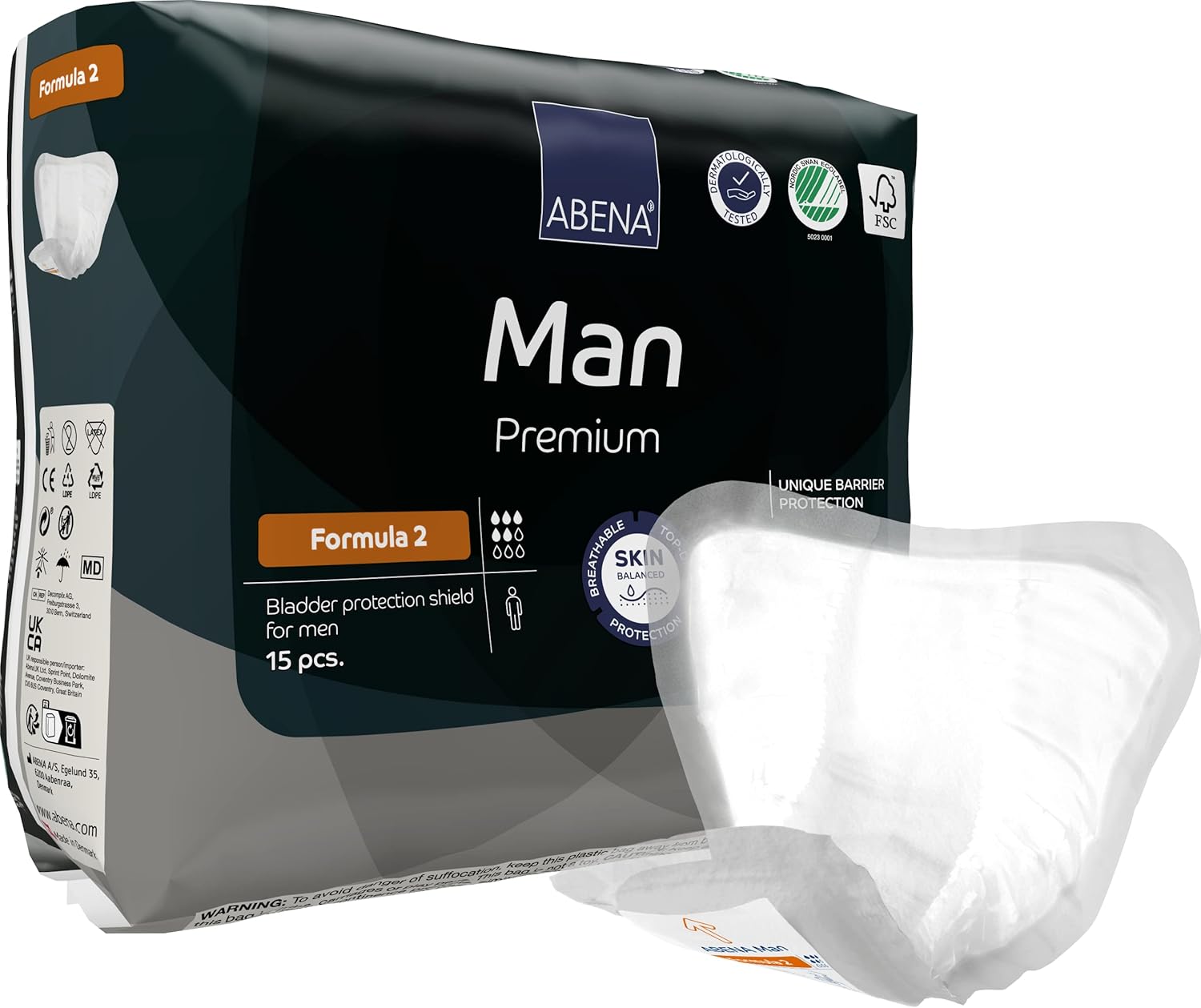 Abena Man Formula 2 Incontinence Pads for Men, Eco-Labelled Mens Incontinence Pads, Extra Protection, Breathable & Comfortable with Fast Absorption, Discreet - 700ml Absorbency, 15PK : Amazon.co.uk: Health & Personal Care