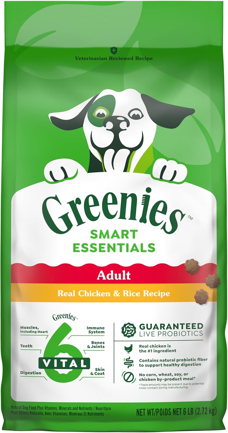 Greenies Smart Essentials Adult High Protein Dry Dog Food Real Chicken & Rice Recipe, 6 Lb. Bag