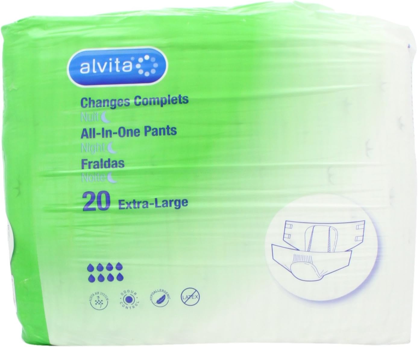 Alvita Extra Large Night Pants: All-in-One Incontinence Solution (Pack of 20)