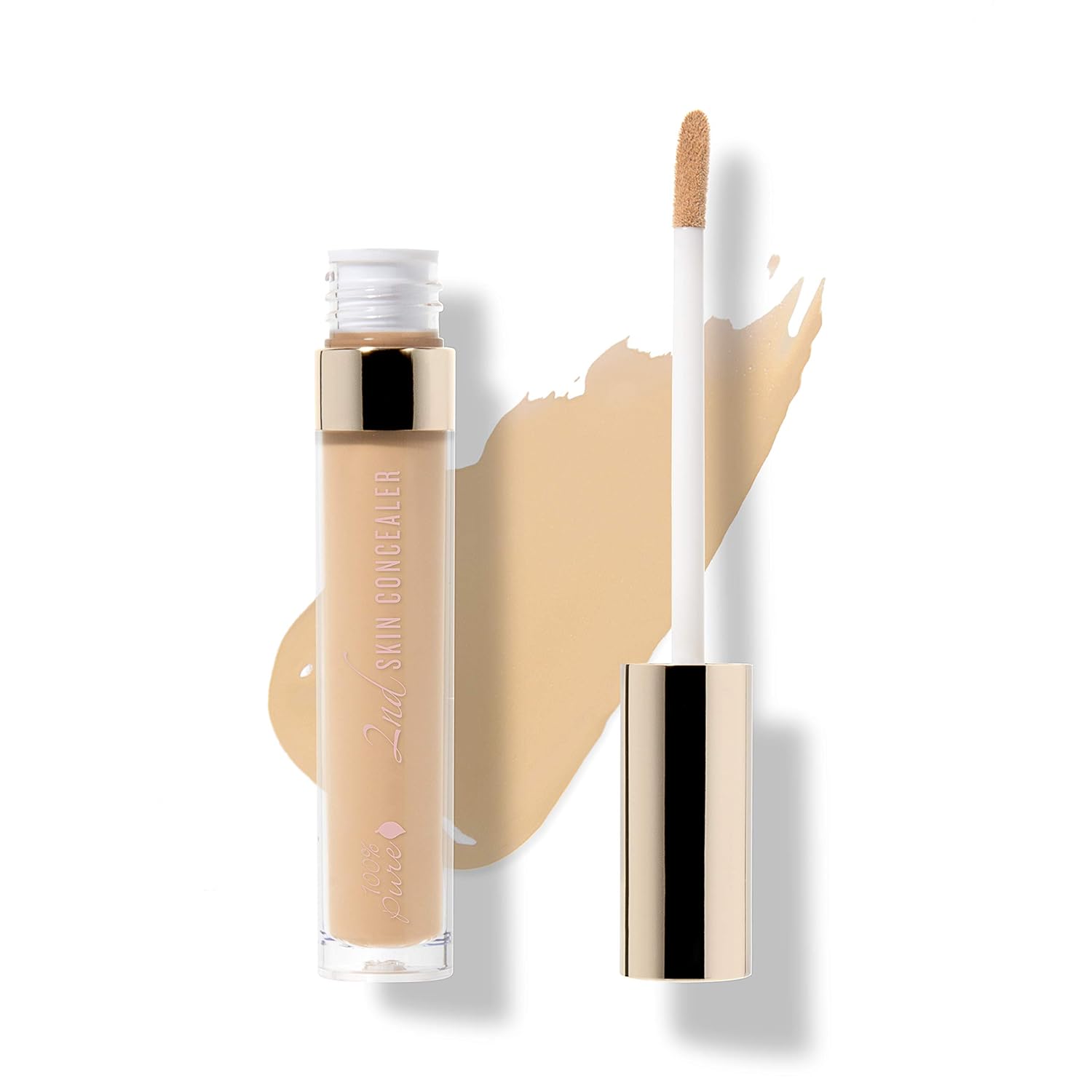 100% Pure 2Nd Skin Concealer (Fruit Pigmented), Shade 5, Full Coverage, Lightweight, Liquid Concealer For Face, Under Eyes, Vegan Makeup (For Medium-Tan Skin W/Neutral Tan Undertones) - 0.17 Fl Oz