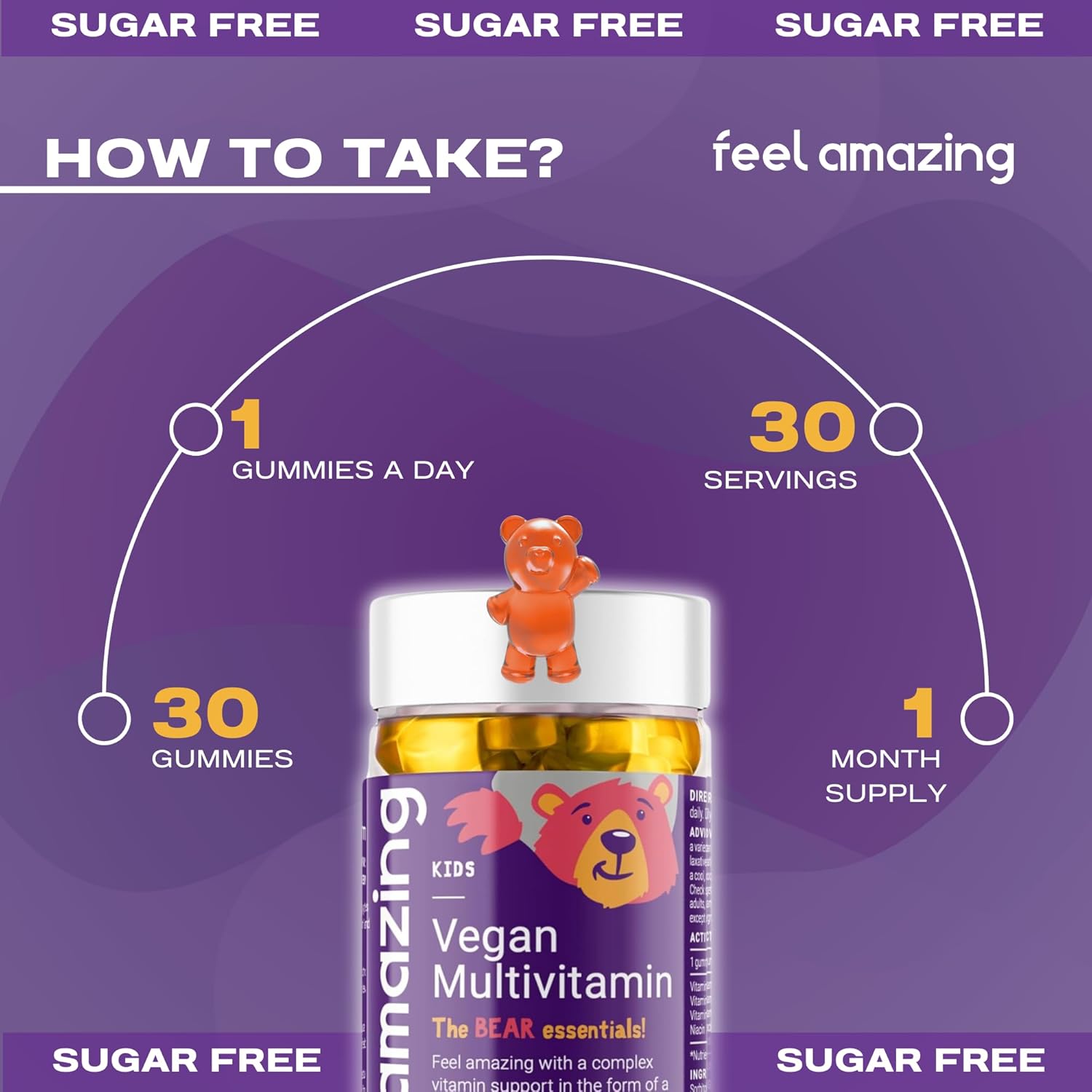 Feel Amazing Kids Multivitamins Gummies - Sugar-Free - Strawberry-Flavoured - Essential Vitamins A, C, D, B6, B12, Zinc & Selenium - 30 Servings : Amazon.co.uk: Health & Personal Care