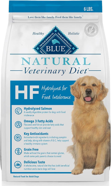 Blue Buffalo Natural Veterinary Diet Hf Hydrolyzed For Food Intolerance Dry Dog Food, Veterinarian'S Prescription Required, Salmon, 6-Lb. Bag