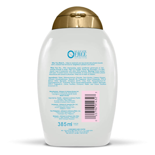 Ogx Weightless Hydration + Coconut Water Conditioner, 13 Ounce Bottle Sulfate-Free Surfactants