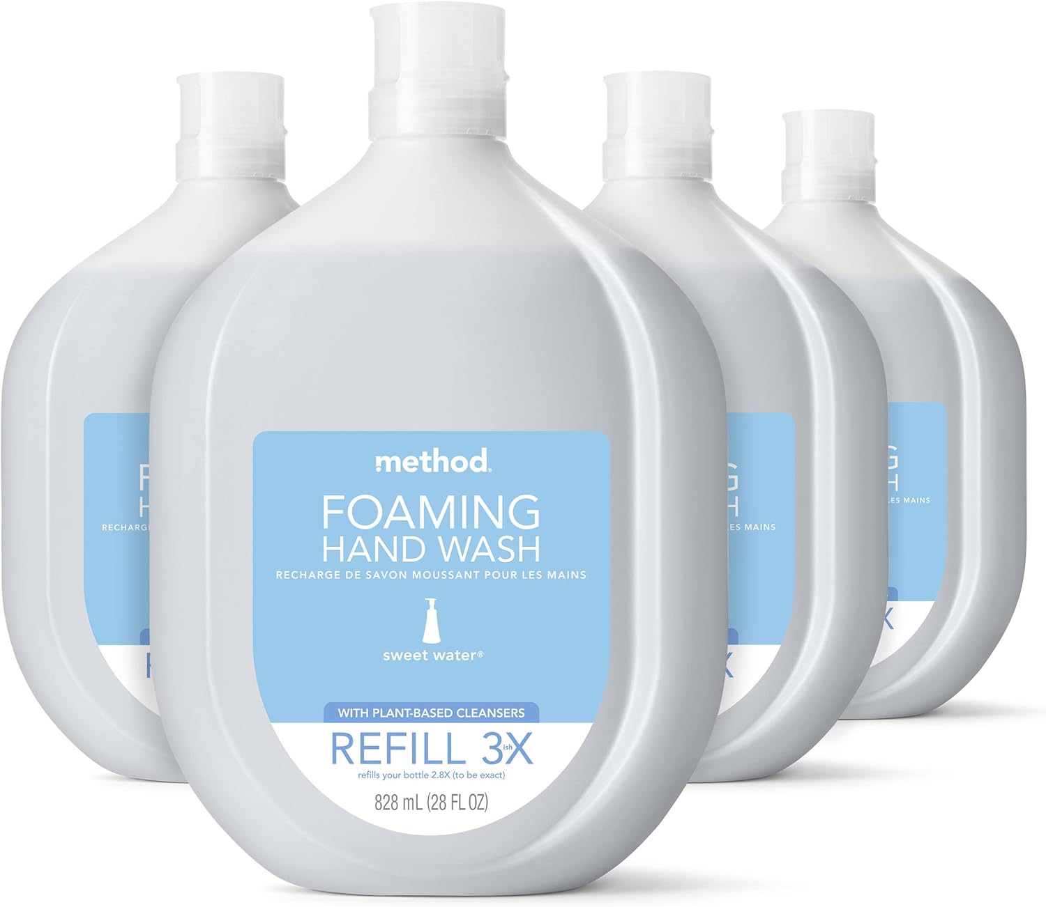 Method Foaming Hand Soap Refill, Sweet Water, Recyclable Bottle, Biodegradable Formula, 28 Fl Oz (Pack Of 4)