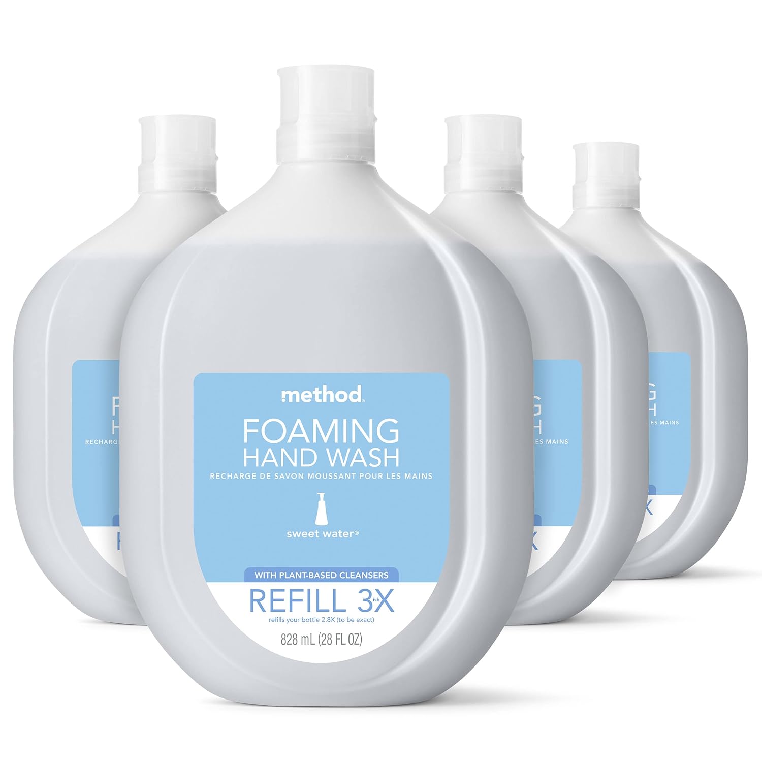 Method Foaming Hand Soap Refill, Sweet Water, Recyclable Bottle, Biodegradable Formula, 28 Fl Oz (Pack of 4)