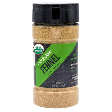 FreshJax Organic Ground Fennel Seed Powder (3.9 oz Bottle) Non GMO, Gluten Free, Keto, Paleo, No Preservatives Ground Fennel Powder | Handcrafted in Jacksonville, Florida