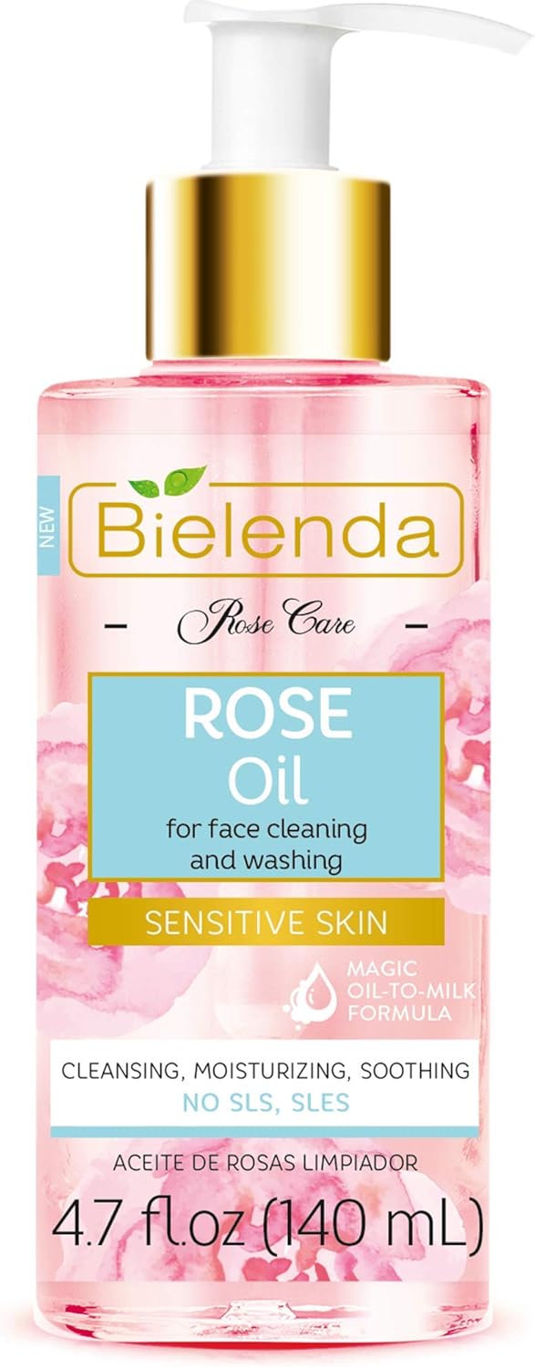 Rose Care Cleansing Face Oil Anti-Aging With Hyaluronic Acid For Delicate And Sensitive Skin 140Ml Bielenda