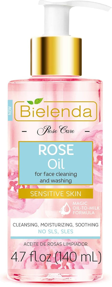Rose Care Cleansing Face Oil Anti-Aging With Hyaluronic Acid For Delicate And Sensitive Skin 140Ml Bielenda