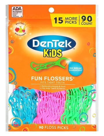 Dentek Interdental-Floss Picks, Kids Fun, Wild Fruit, 75 Count, 6 Pack