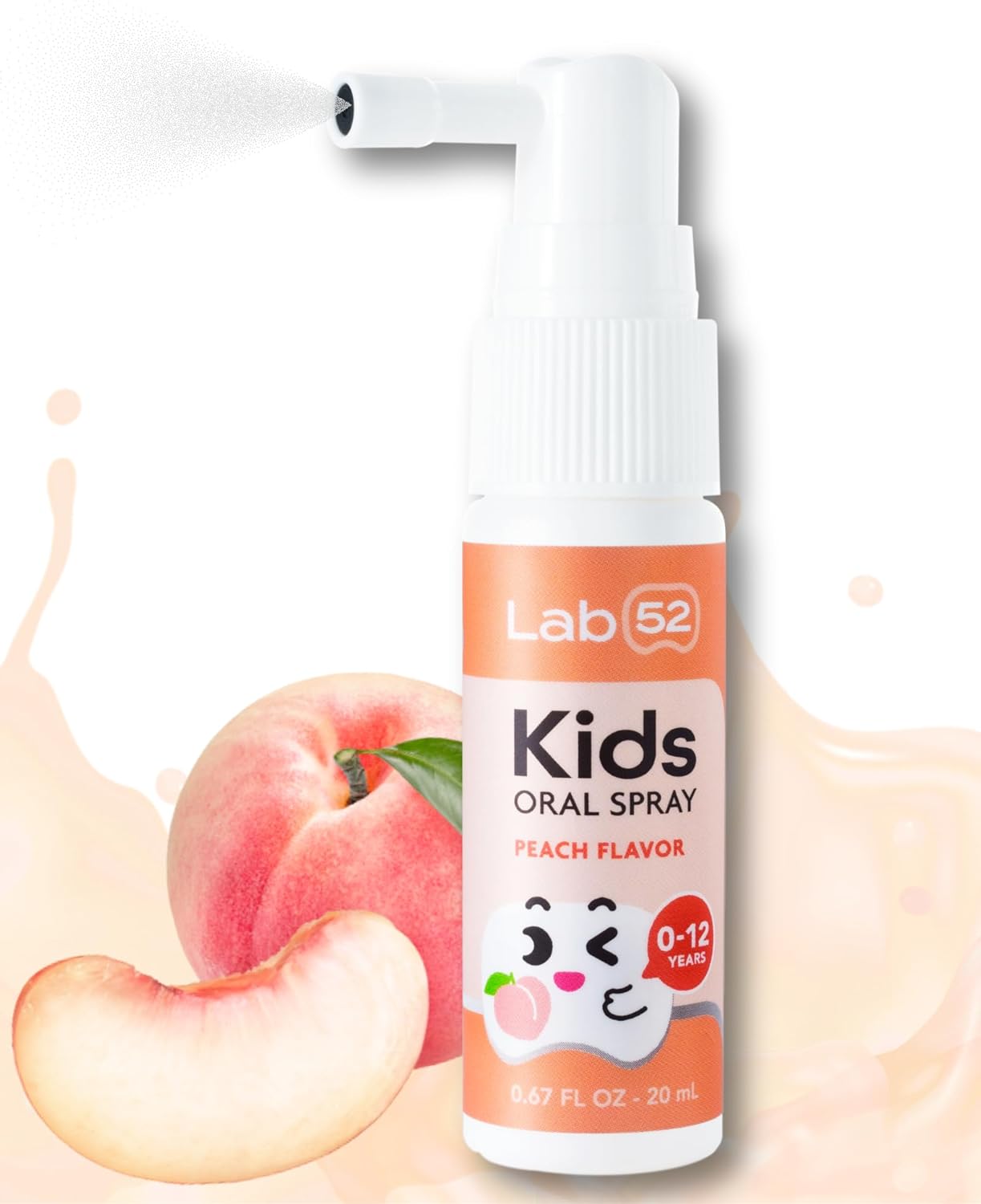 Lab52 Kids Oral Spray, Toddler Toothpaste Helper For Cavity Repair And Fresh Breath, Children Anticavity With Fluoride Free For Newborn To Preschoolers, Xylitol Peach Flavor