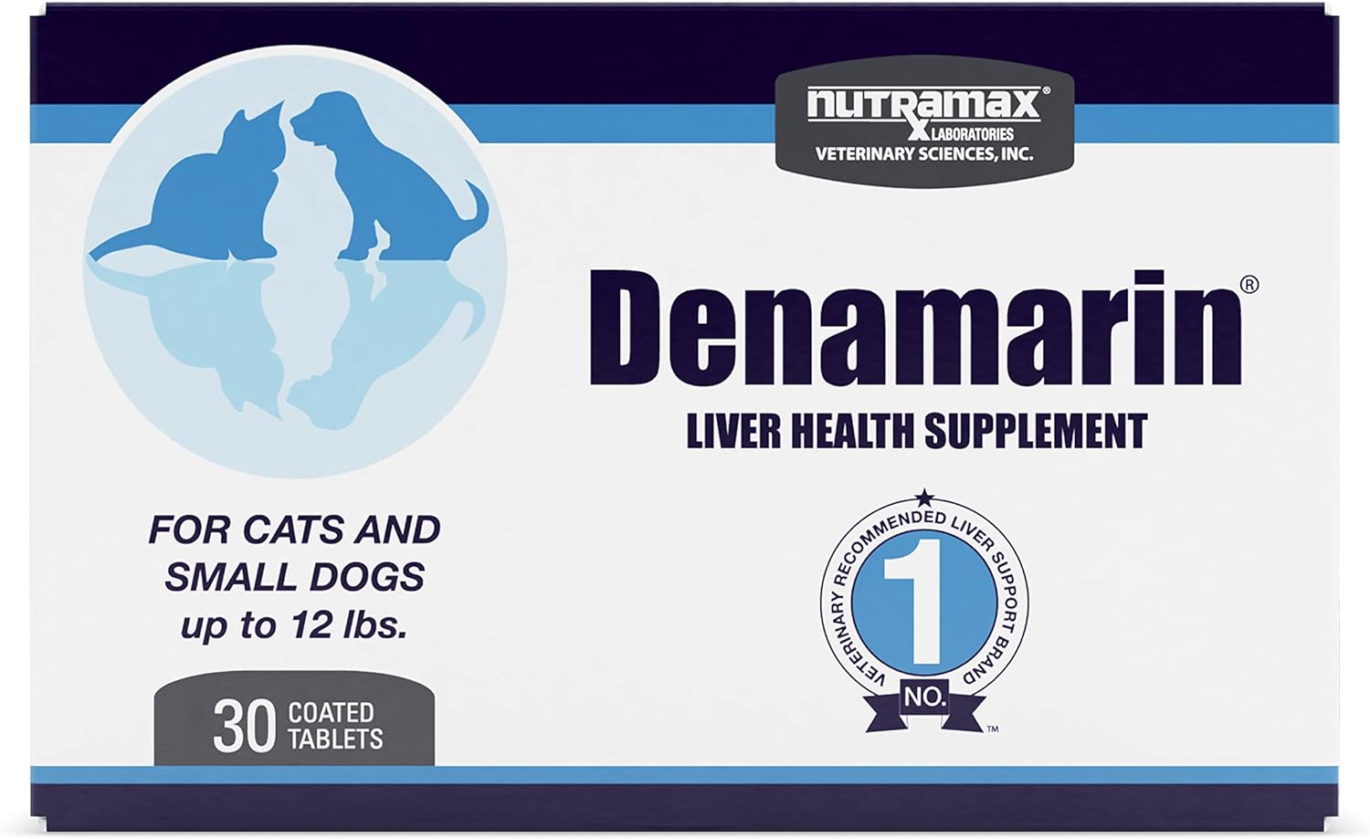 Nutramax Denamarin Liver Health Supplement for Small Dogs and Cats - with S-Adenosylmethionine (Same) and Silybin, 30 Tablets