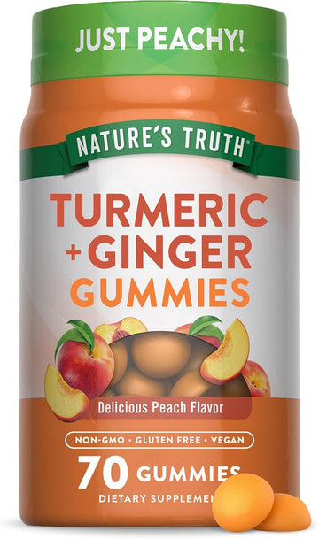 Nature'S Truth Turmeric And Ginger Gummies | 70 Count | Peach Flavor | Vegan, Non-Gmo, & Gluten Free Supplement