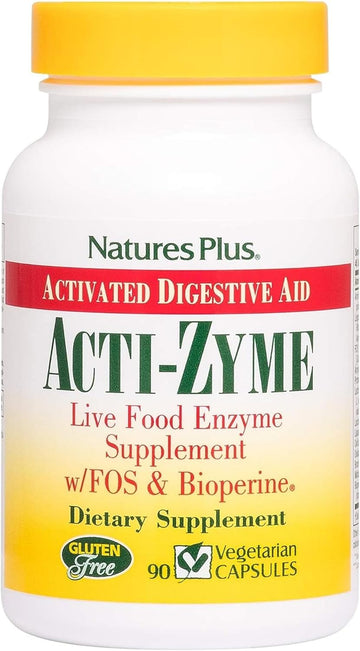 Natures Plus Actizyme - Gut Health Supplement, Contains Digestive Enzymes, Probiotics, Aminogen, Bioperine - 90 Vegetarian Capsules (45 Servings)