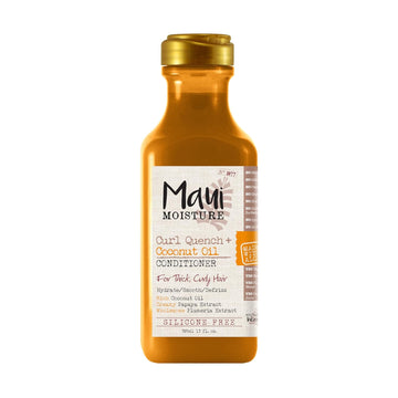 Maui Moisture Curl Quench + Coconut Oil Curl-Defining Anti-Frizz Conditioner To Hydrate And Detangle Tight Curly Hair, Softening Conditioner, Vegan, Silicone & Paraben-Free, 13 Fl Oz