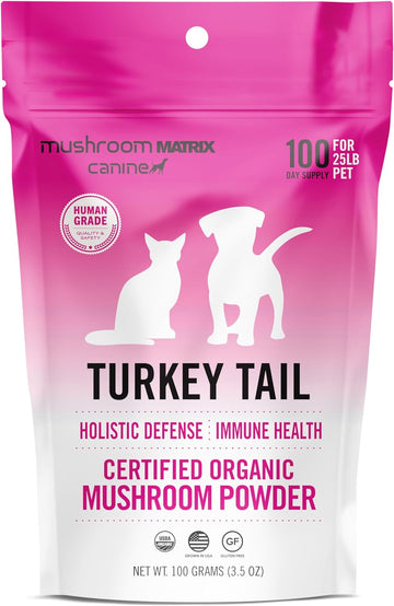 Om Mushroom Matrix Pet - Canine | Turkey Tail | USA Grown Human-Grade Organic Mushroom Powder Pet Supplement | Immunity Support & Holistic Defense for Dogs & Cats | 100 Grams, 3.5 oz