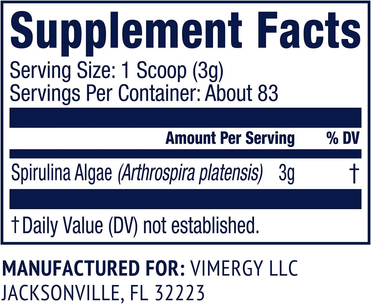 Vimergy Natural Spirulina Powder, 83 Servings – Super Greens Powder – 