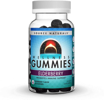 Source Naturals Wellness Elderberry Gummies, Promotes Immune Support*, 200 Mg - Antioxidant Support - 60 Gummies