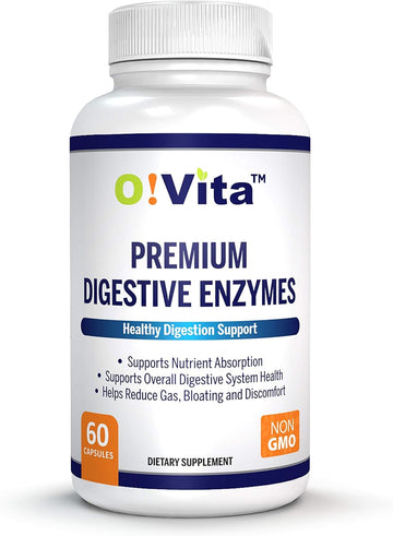 O!Vita Premium Digestive Enzymes with Plant-Based enzymes, Supports Better Digestion, Better Nutrient Absorption (60 Non-GMO Vegetable Capsules)