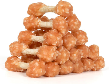 Mon2Sun Dog Treats, 9Oz Mini Rawhide Dog Chews, Chicken Dumbbells With Rice For Small Dogs & Toy Breed, Crunchy And Healthy (2.5 Inch 17 Count)