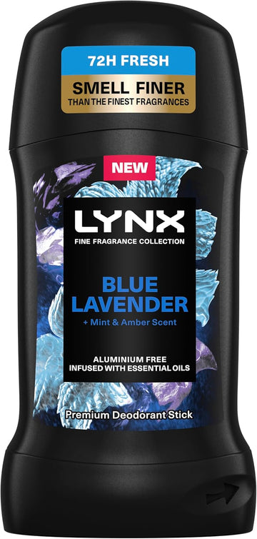 Lynx Fine Fragrance Collection Blue Lavender Premium Deodorant Stick Men'S Deodorant With A Lavender, Mint & Amber Fragrance For 72 Hour Odour Protection 50 Ml (Pack Of 2)
