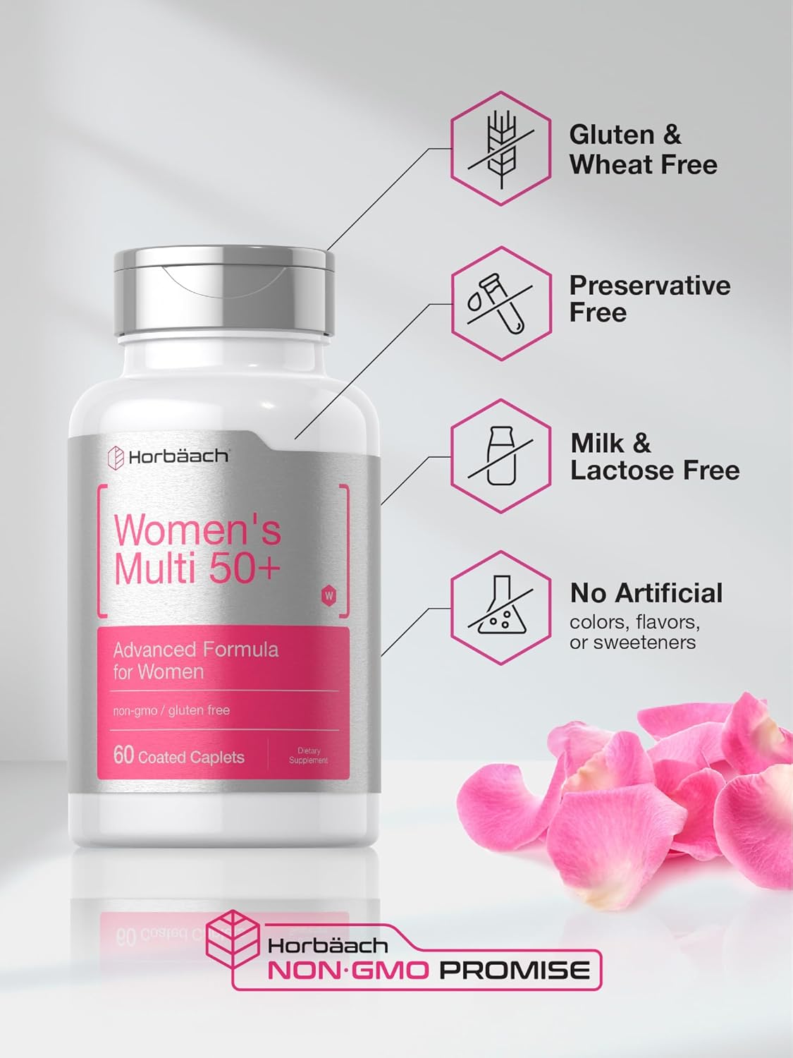 Horbäach Women's Multivitamin 50 Plus | 60 Coated Caplets | Advanced Vitamin Formula | Non-GMO & Gluten Free Supplement : Health & Household