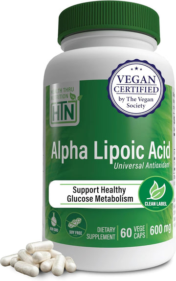 Health Thru Nutrition Alpha Lipoic Acid 600Mg 60 Servings | Certified Vegan | Universal Antioxidant | Non-Gmo, 3Rd Party Tested, Hypoallergenic, Gluten Free, Soy Free Ala Capsules