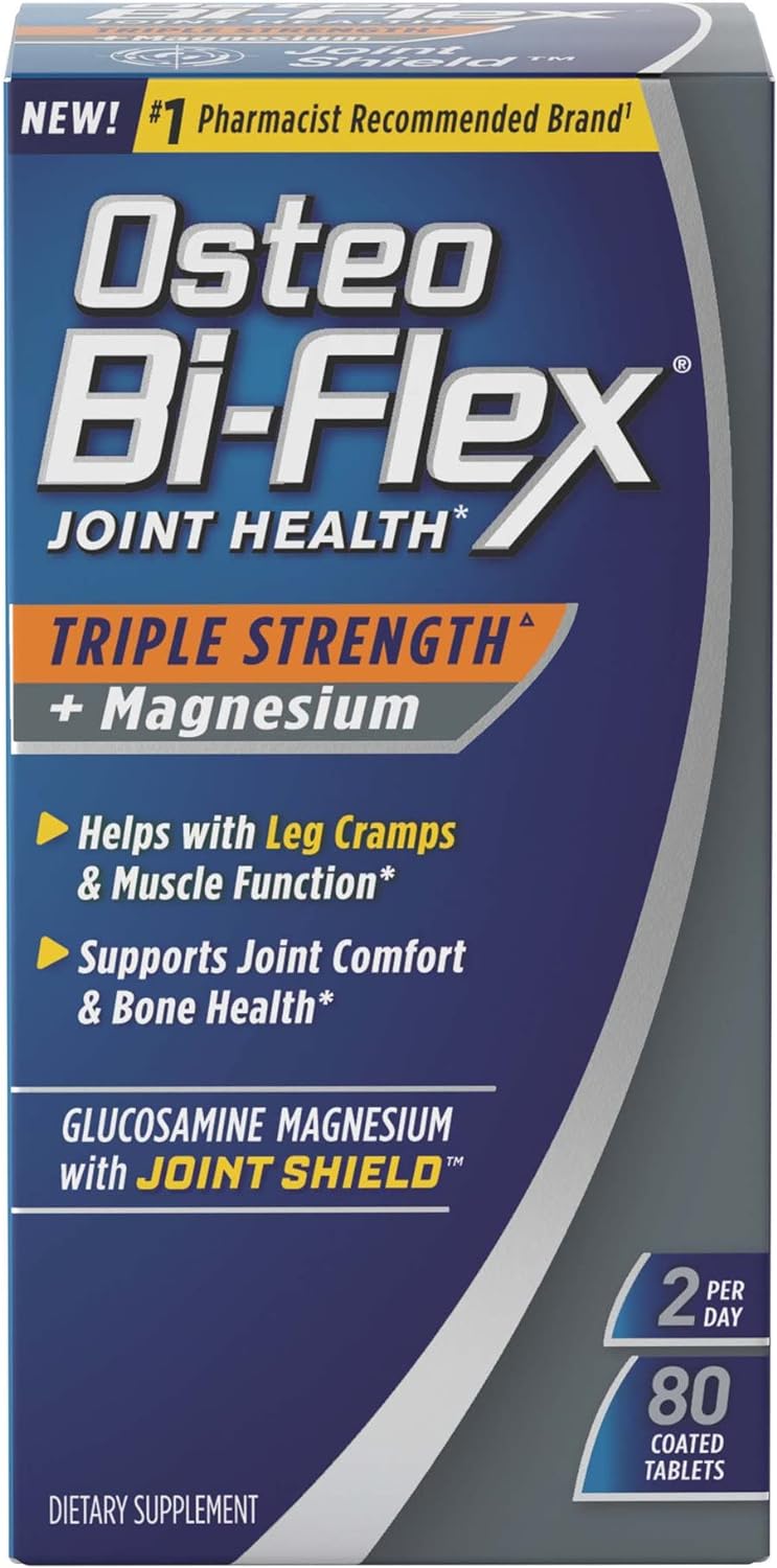 Osteo Bi-Ex Triple Strength Joint Supplement With Glucosamine & Magnesium, Gluten Free, 80 Tablets (Pack Of 2)