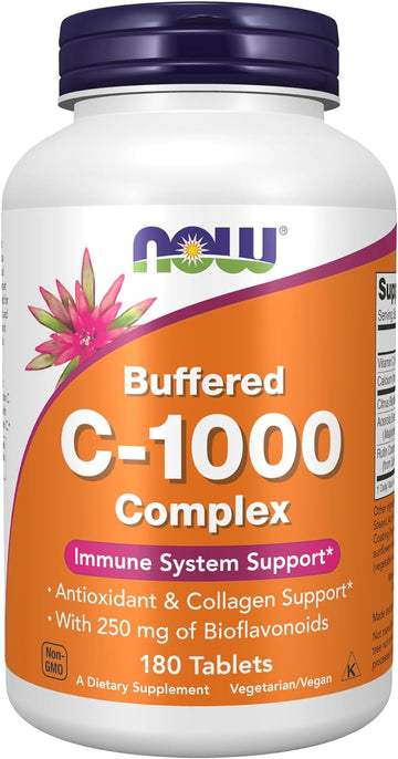 NOW Supplements, Vitamin C-1000 Complex with 250 mg of Bioflavonoids, Buffered, Antioxidant Protection*, 180 Tablets