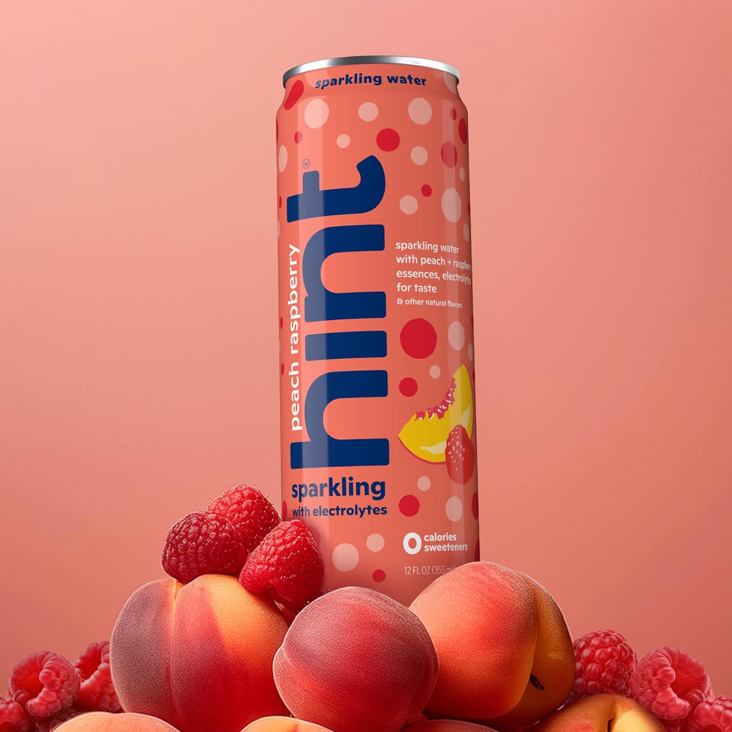 Hint Peach Raspberry Sparkling Water with Electrolytes Added for Taste, Zero Sugar, Zero Calories, and Zero Sweeteners, 12 Fl Oz (Pack of 12) : Grocery & Gourmet Food