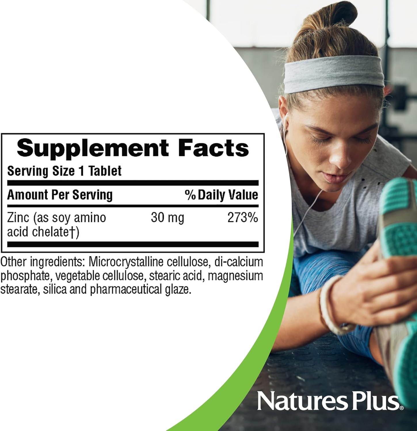 Naturesplus Zinc Tablets - 30 Mg, 90 Vegetarian Tablets - Immune System Supplement For Cellular Growth & Repair - Promotes Healthy Digestion, Metabolism & Vision - Gluten-Free - 90 Servings