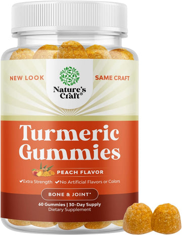 Turmeric Curcumin Immune Support Gummies - Immune Booster Turmeric Gummies for Joint Support and Advanced Skin Care - Turmeric with Black Pepper Joint Supplement Gummy Vitamins with Curcumin Powder