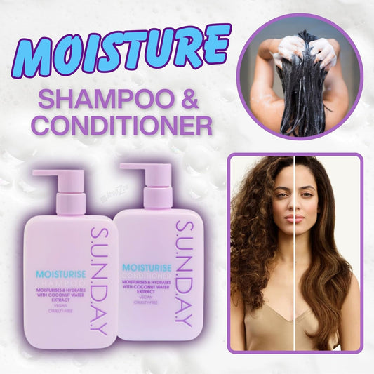 Sunday Smooth Shampoo & Conditioner Bundle With Argan Oil Extract (350Ml Each) | Vegan, Cruelty-Free | Frizz Control & Shine | Includes Shopzee Haircare Ebook (Smooth Set)