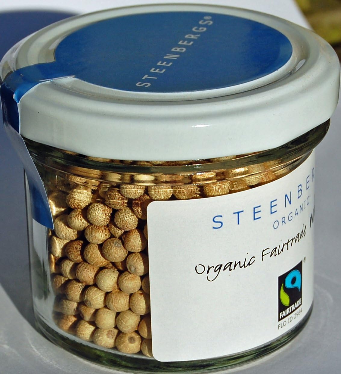 Steenbergs Organic Fairtrade White Peppercorns Standard Jar - 60G