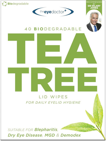 The Eye Doctor Tea Tree Eyelid Wipes - 40X Single Use Tea Tree Eye Wipes – Suitable For Sensitive Eyes, Dry Eyes, Blepharitis, Mgd & Demodex – Environmentally Friendly, Biodegradable